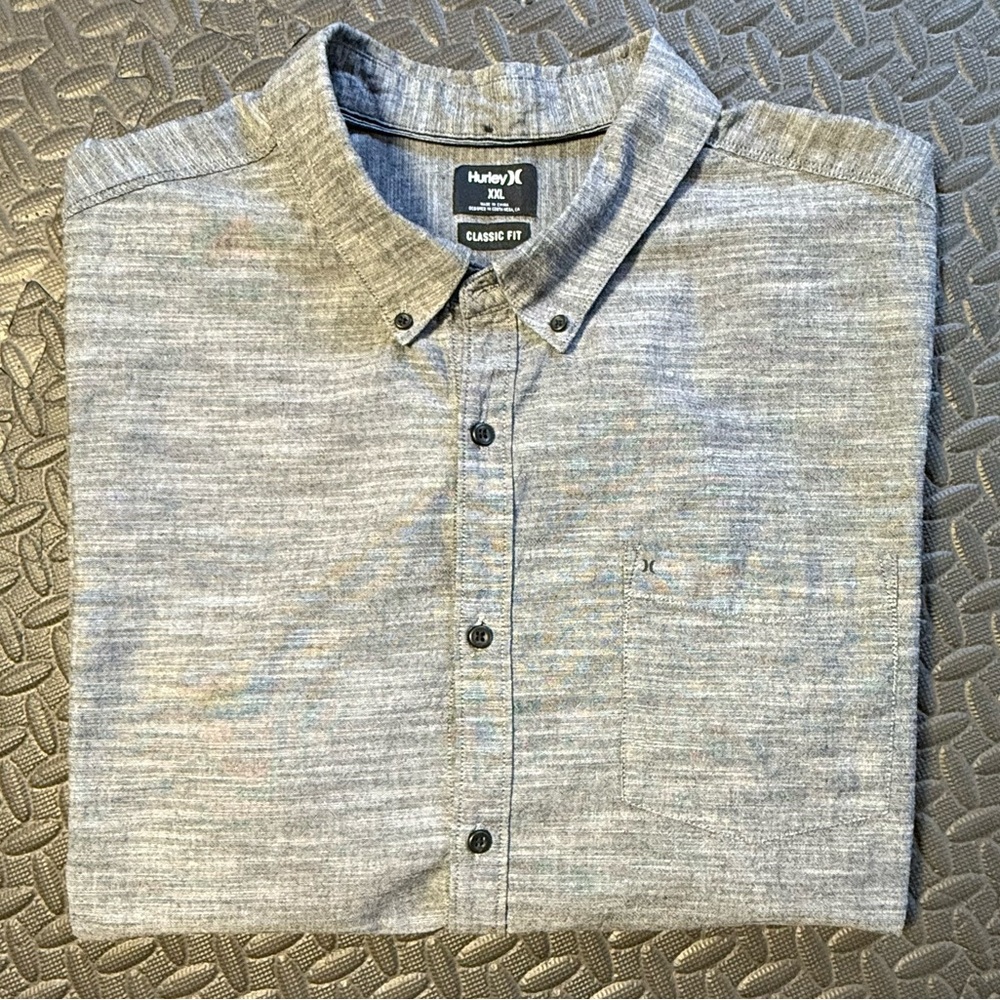 Hurley Men's Gray Short Sleeve Button Down Shirt Size XXL